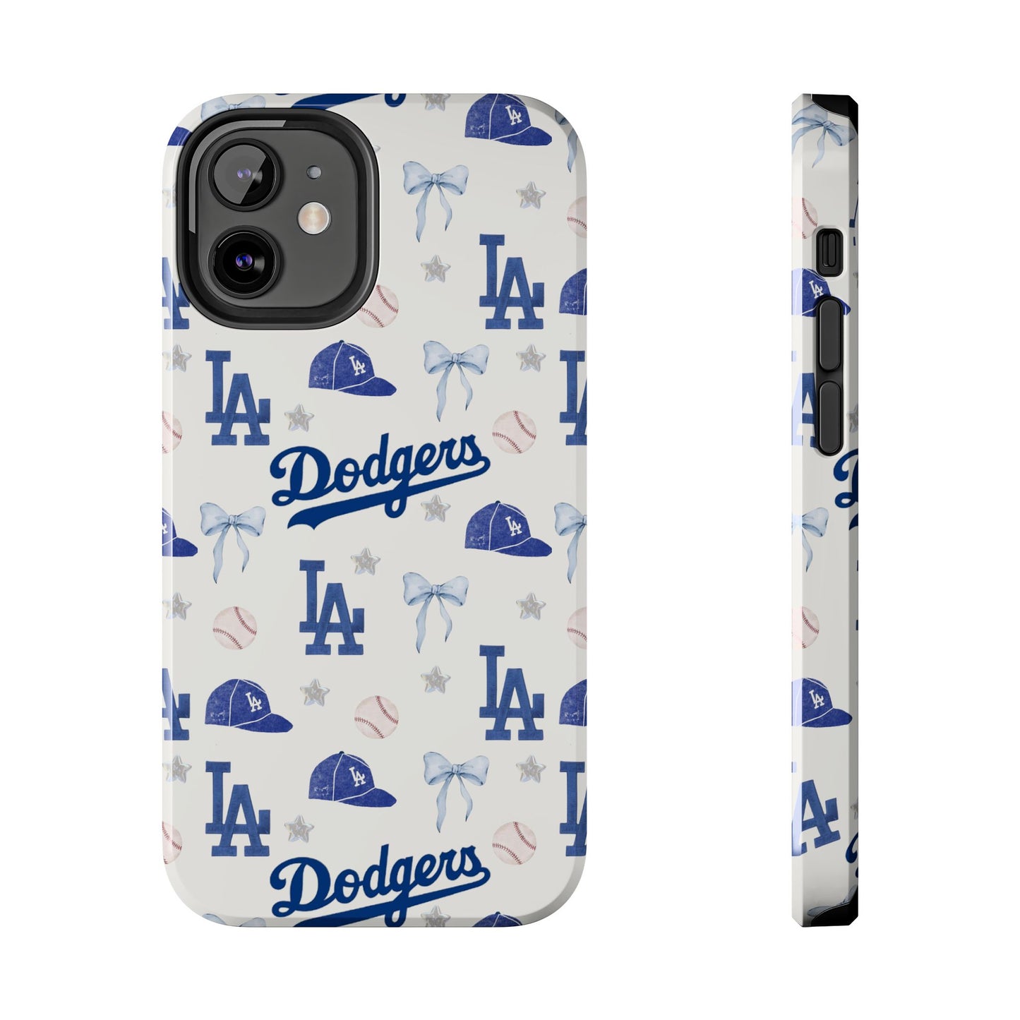 Los Angeles Dodgers Pattern Tough Phone Case — Blue Logo Baseball Design