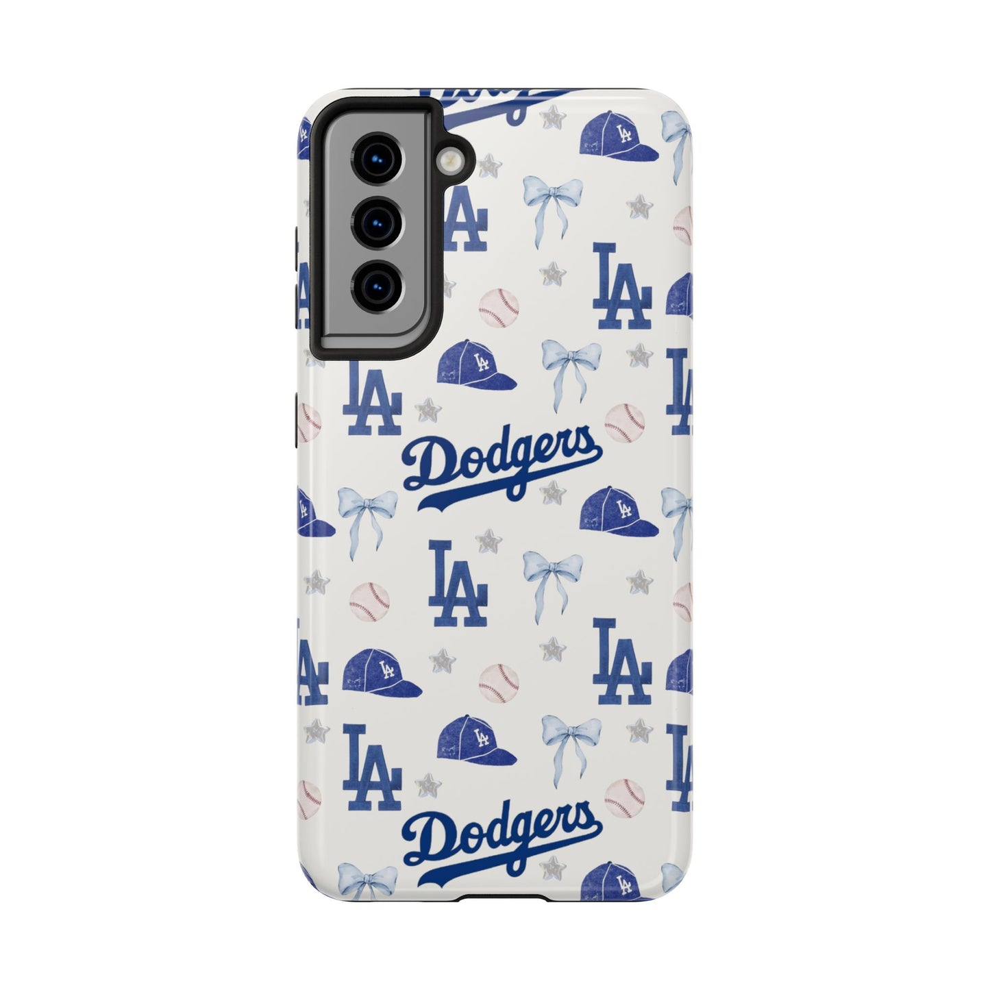 Los Angeles Dodgers Pattern Tough Phone Case — Blue Logo Baseball Design