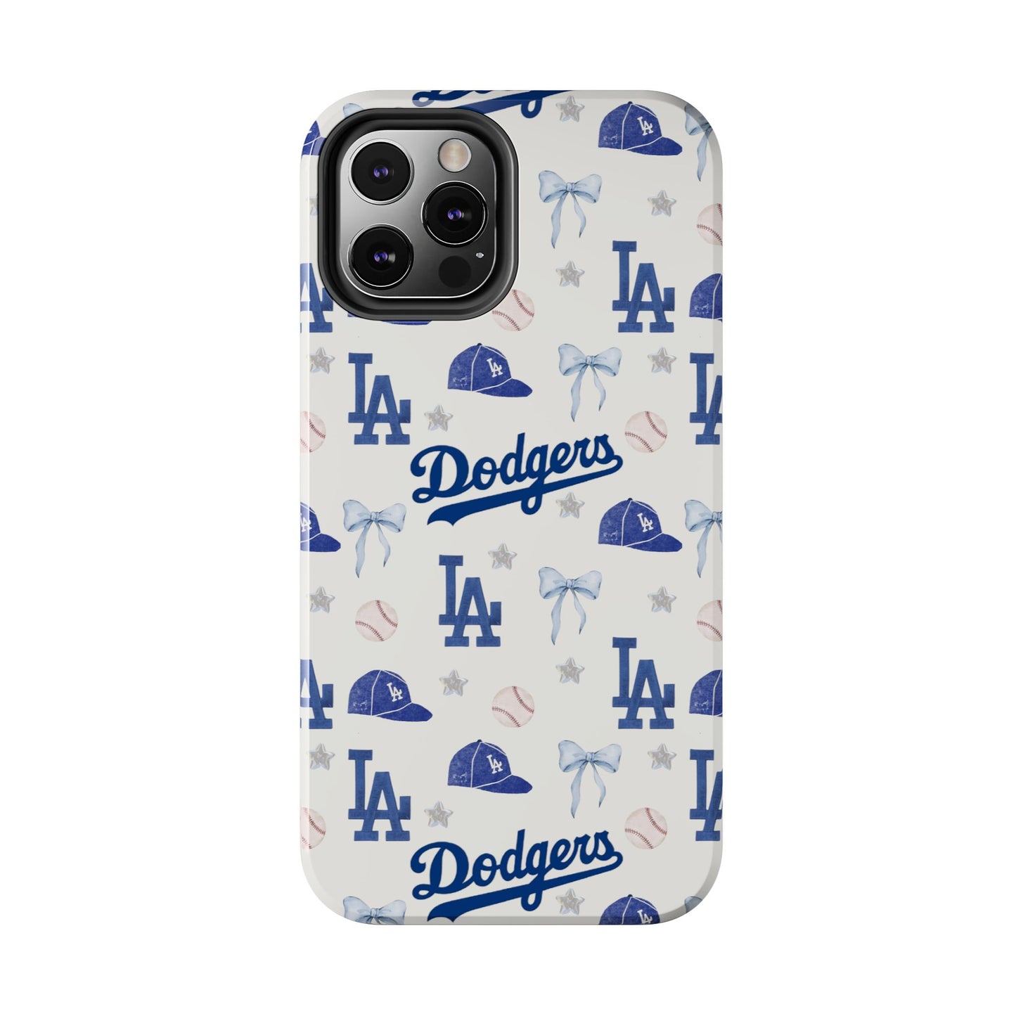 Los Angeles Dodgers Pattern Tough Phone Case — Blue Logo Baseball Design