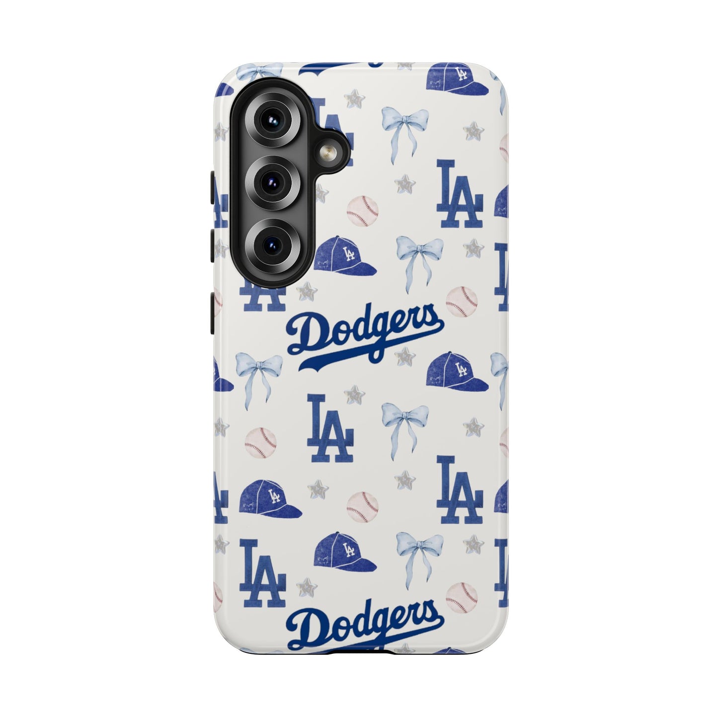 Los Angeles Dodgers Pattern Tough Phone Case — Blue Logo Baseball Design