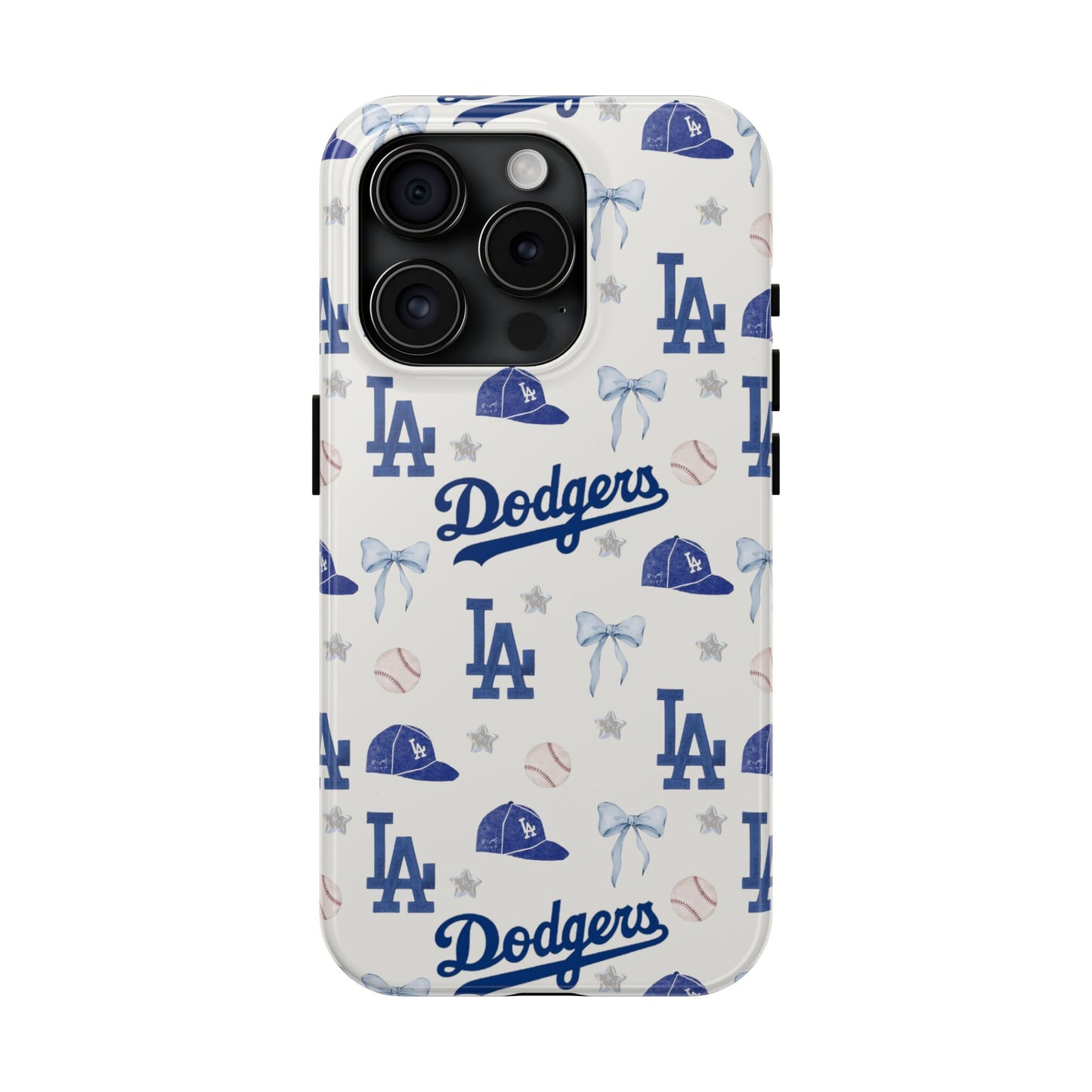 Los Angeles Dodgers Pattern Tough Phone Case — Blue Logo Baseball Design