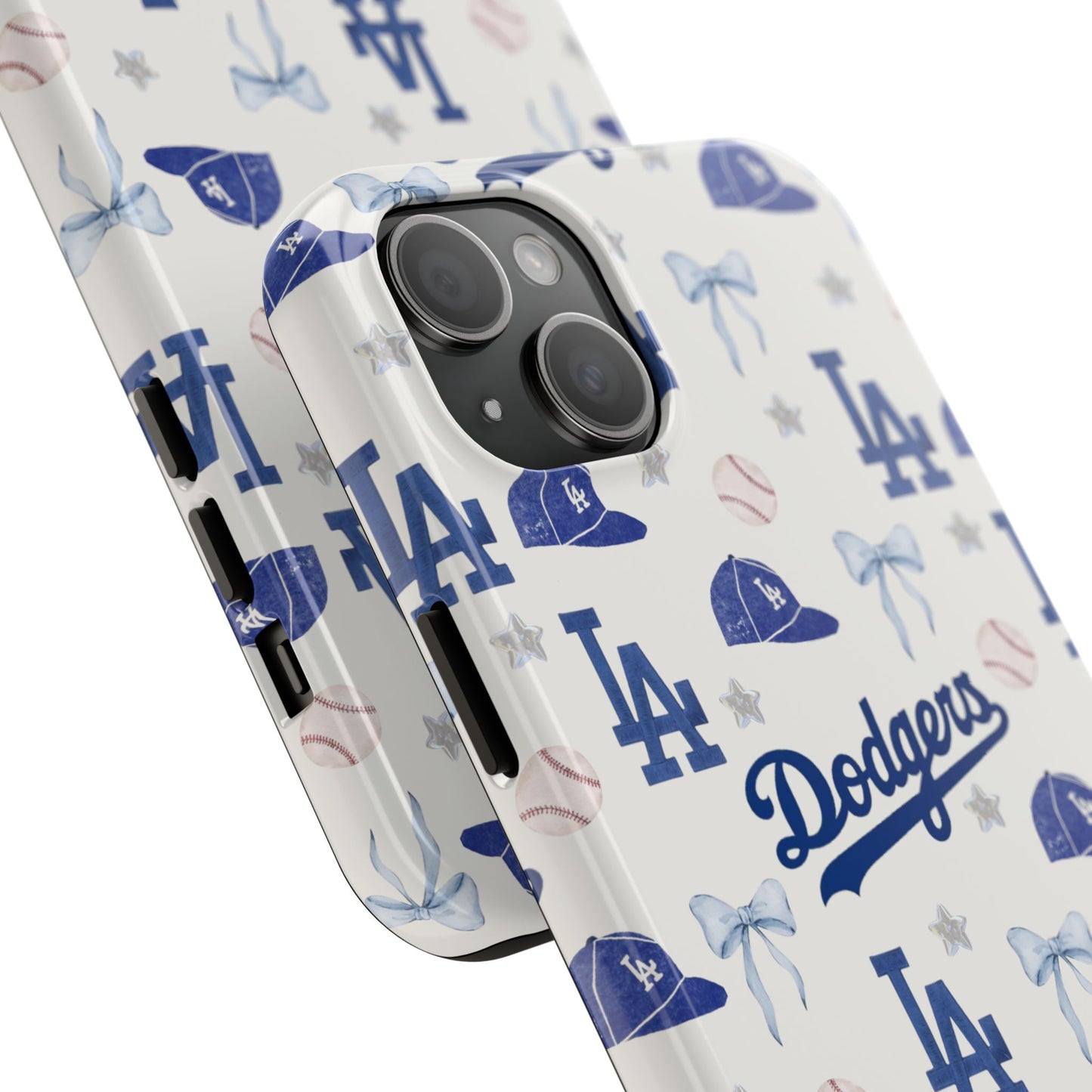 Los Angeles Dodgers Pattern Tough Phone Case — Blue Logo Baseball Design
