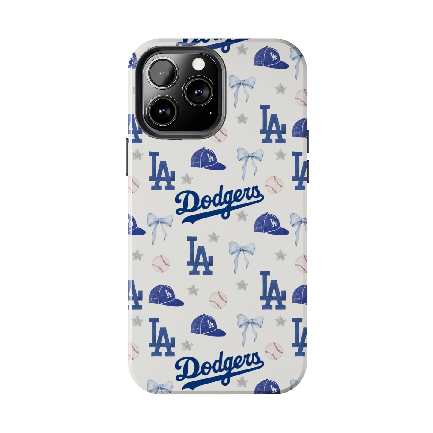 Los Angeles Dodgers Pattern Tough Phone Case — Blue Logo Baseball Design