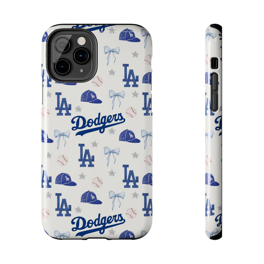 Los Angeles Dodgers Pattern Tough Phone Case — Blue Logo Baseball Design