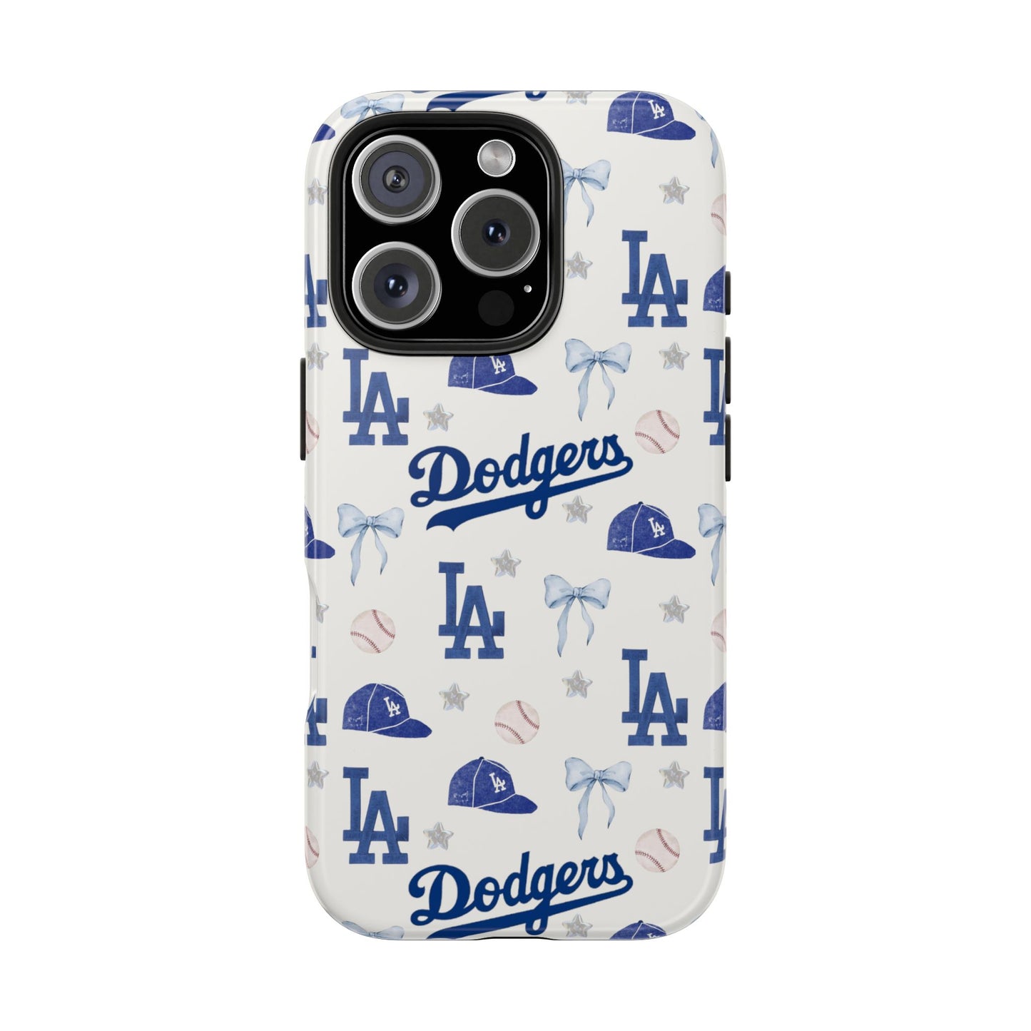 Los Angeles Dodgers Pattern Tough Phone Case — Blue Logo Baseball Design