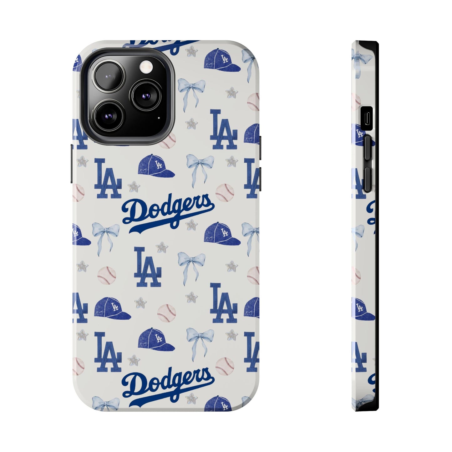 Los Angeles Dodgers Pattern Tough Phone Case — Blue Logo Baseball Design