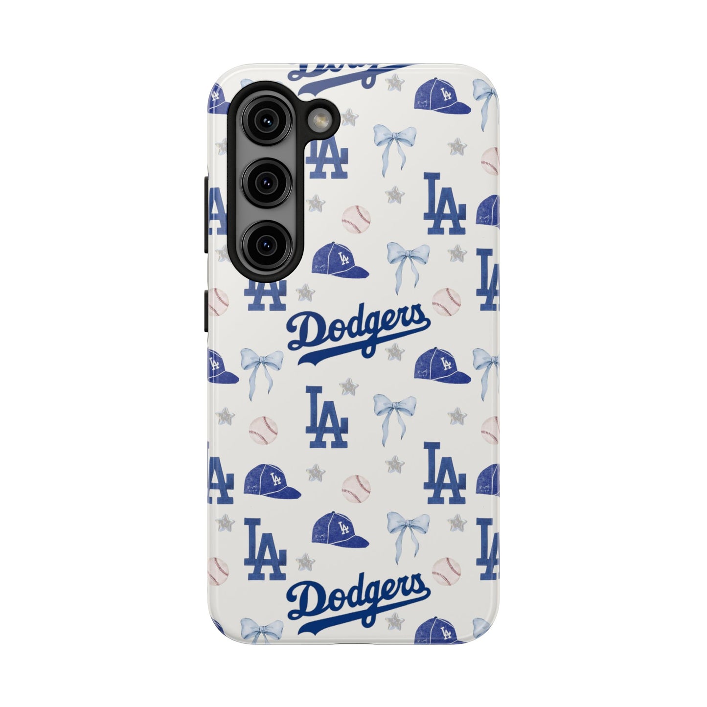 Los Angeles Dodgers Pattern Tough Phone Case — Blue Logo Baseball Design