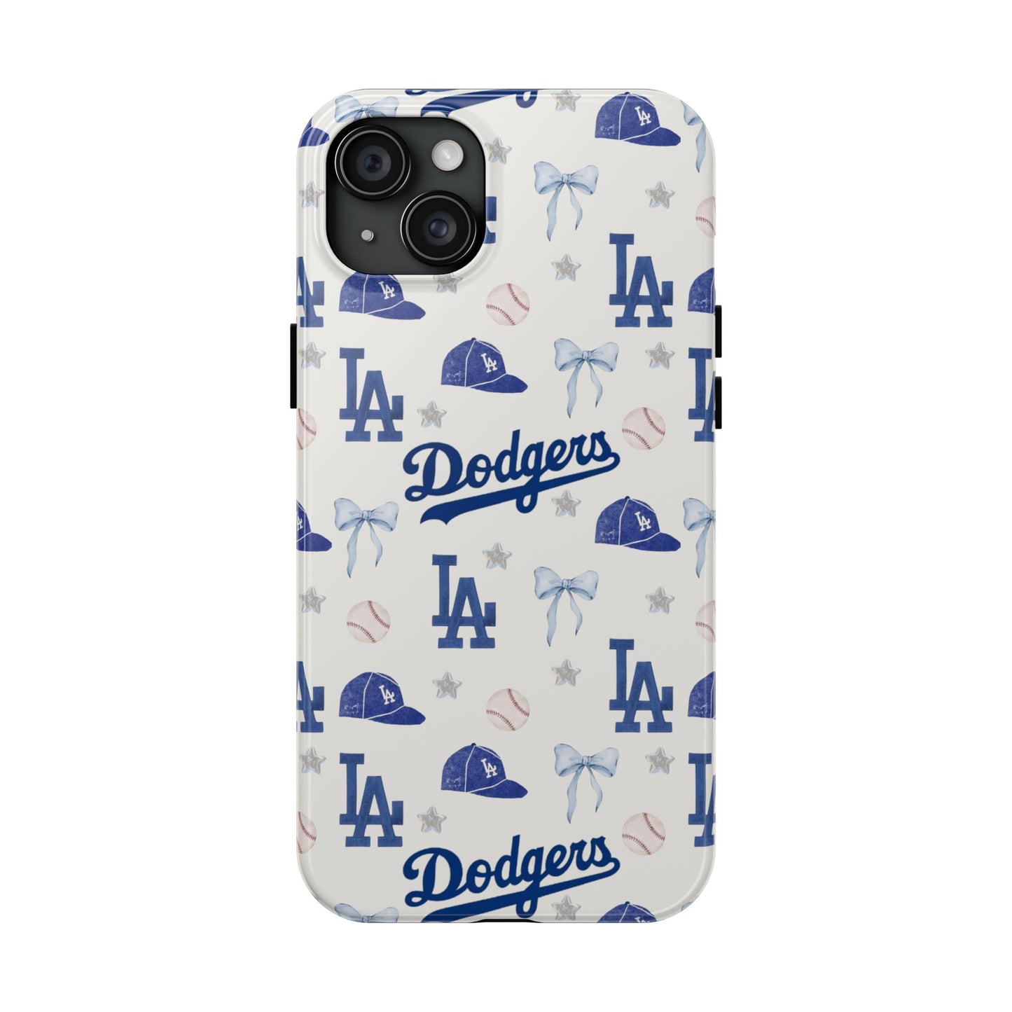 Los Angeles Dodgers Pattern Tough Phone Case — Blue Logo Baseball Design