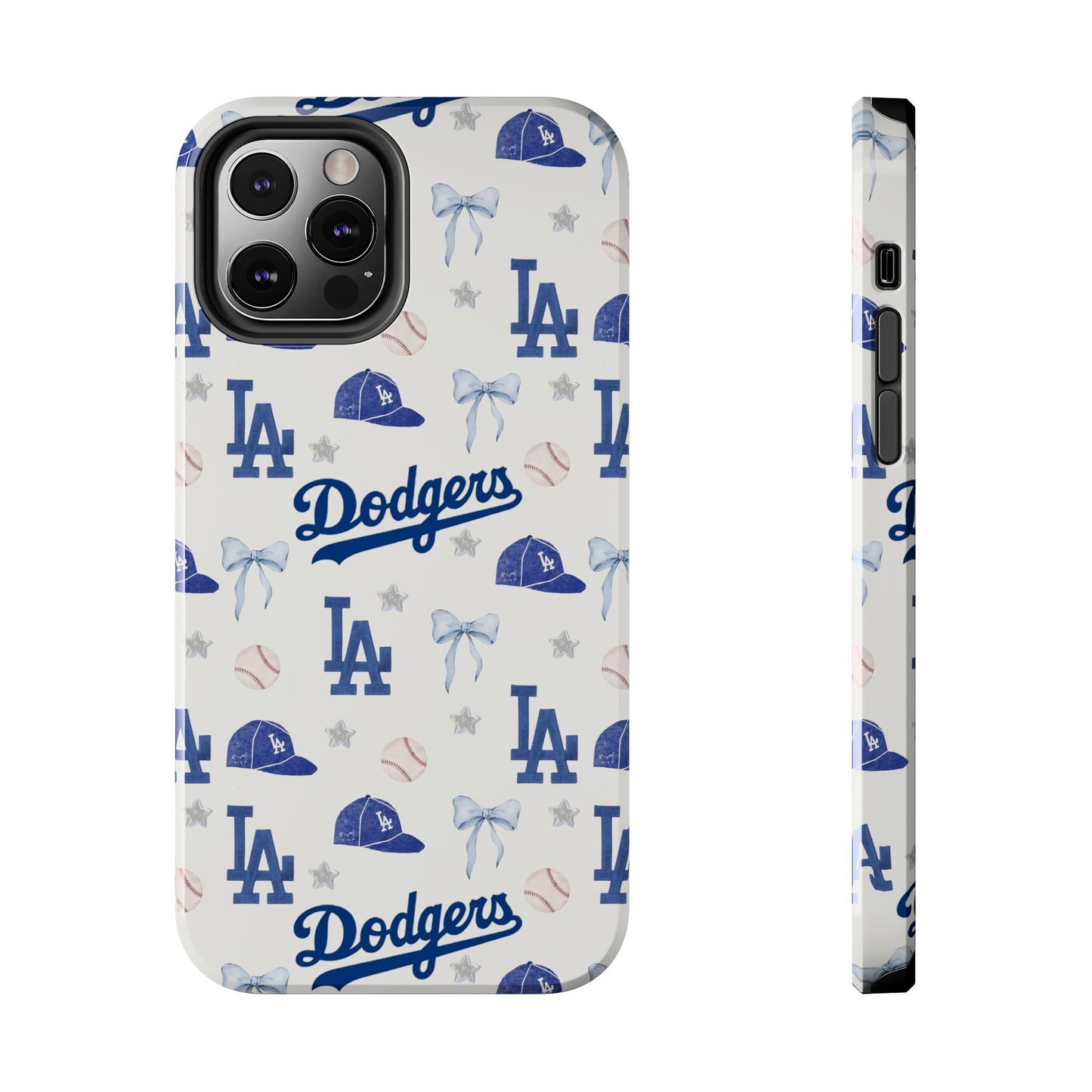 Los Angeles Dodgers Pattern Tough Phone Case — Blue Logo Baseball Design