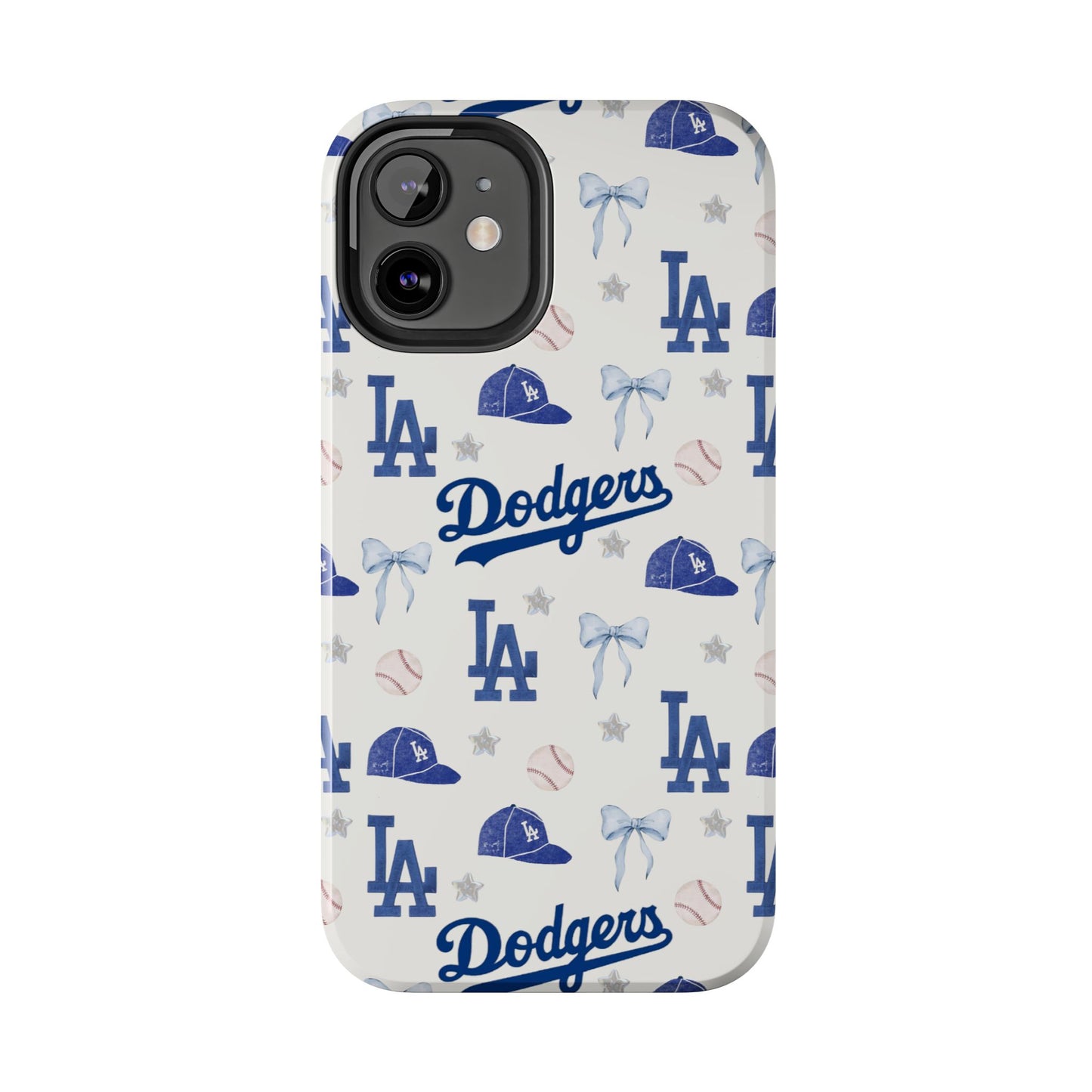 Los Angeles Dodgers Pattern Tough Phone Case — Blue Logo Baseball Design