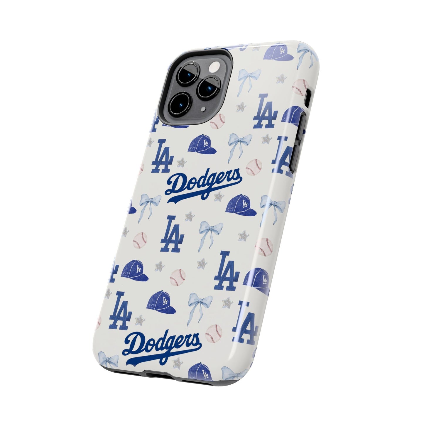 Los Angeles Dodgers Pattern Tough Phone Case — Blue Logo Baseball Design