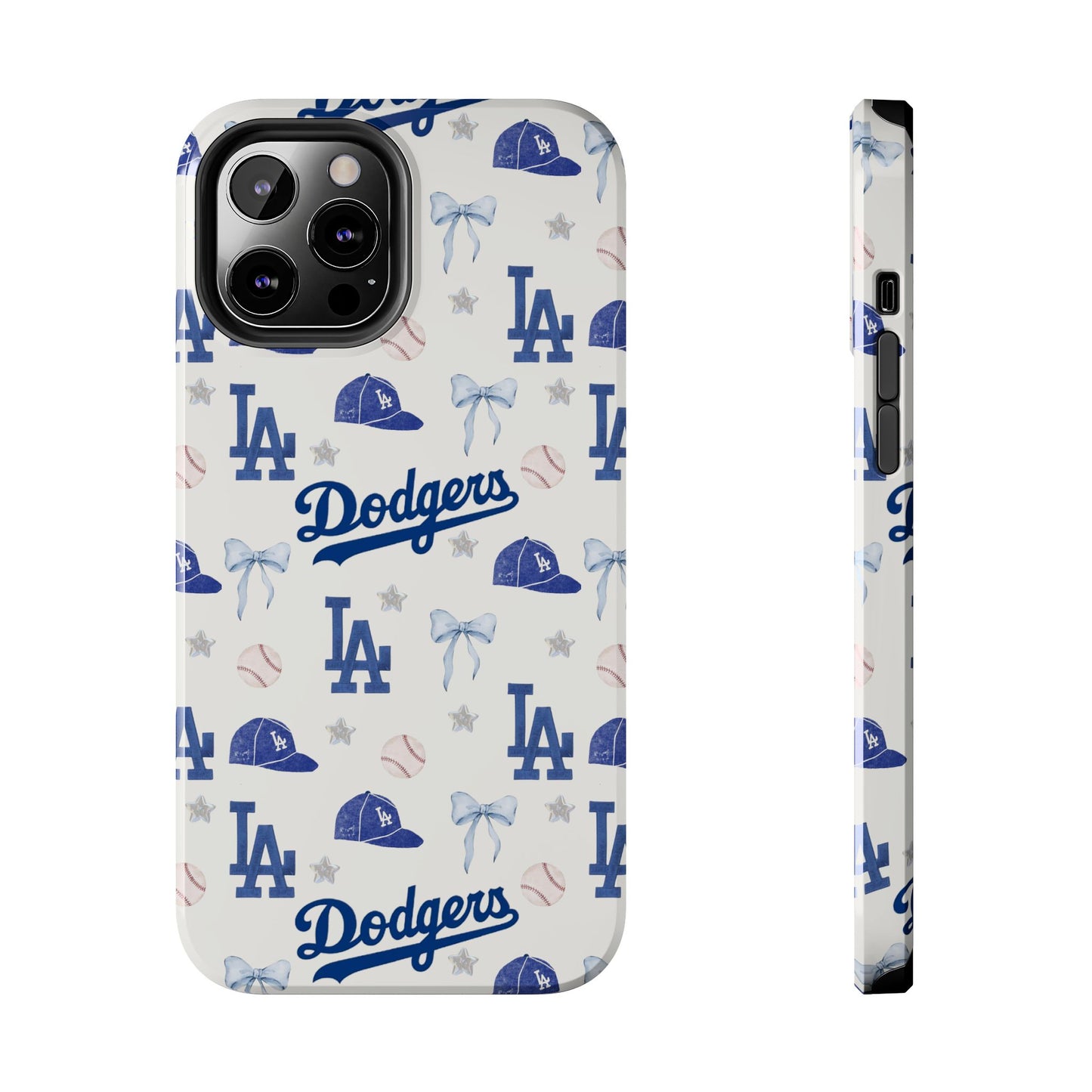 Los Angeles Dodgers Pattern Tough Phone Case — Blue Logo Baseball Design