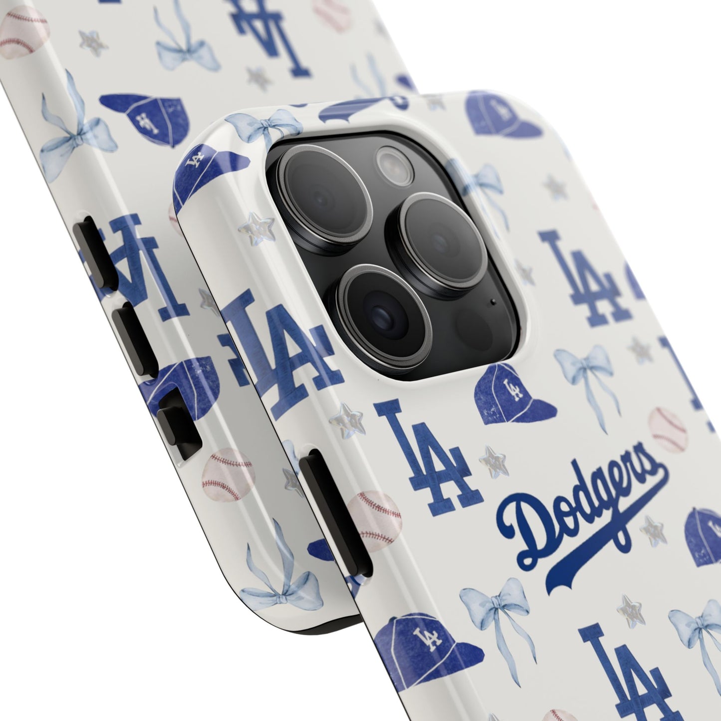 Los Angeles Dodgers Pattern Tough Phone Case — Blue Logo Baseball Design
