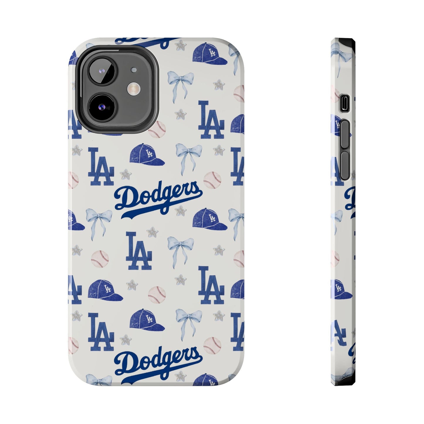 Los Angeles Dodgers Pattern Tough Phone Case — Blue Logo Baseball Design
