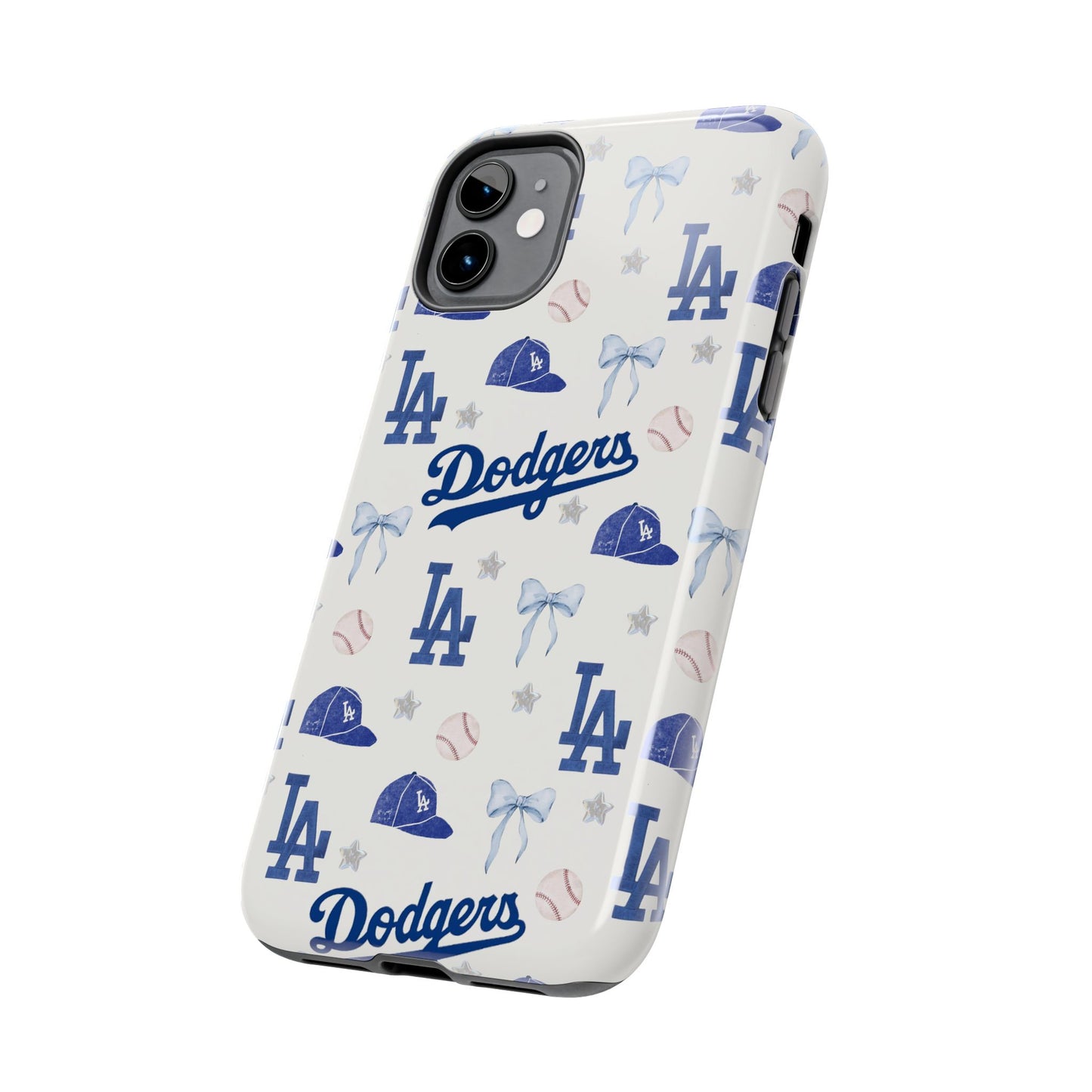 Los Angeles Dodgers Pattern Tough Phone Case — Blue Logo Baseball Design
