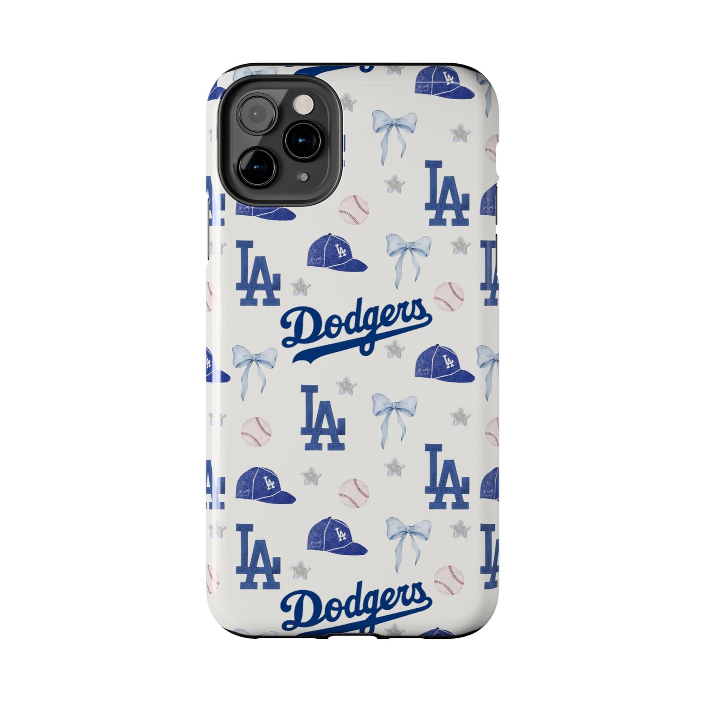 Los Angeles Dodgers Pattern Tough Phone Case — Blue Logo Baseball Design