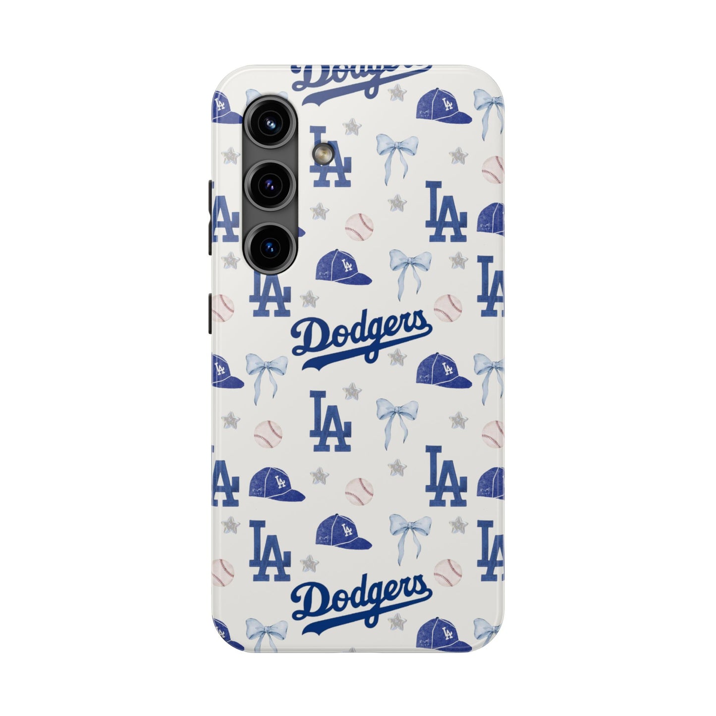 Los Angeles Dodgers Pattern Tough Phone Case — Blue Logo Baseball Design