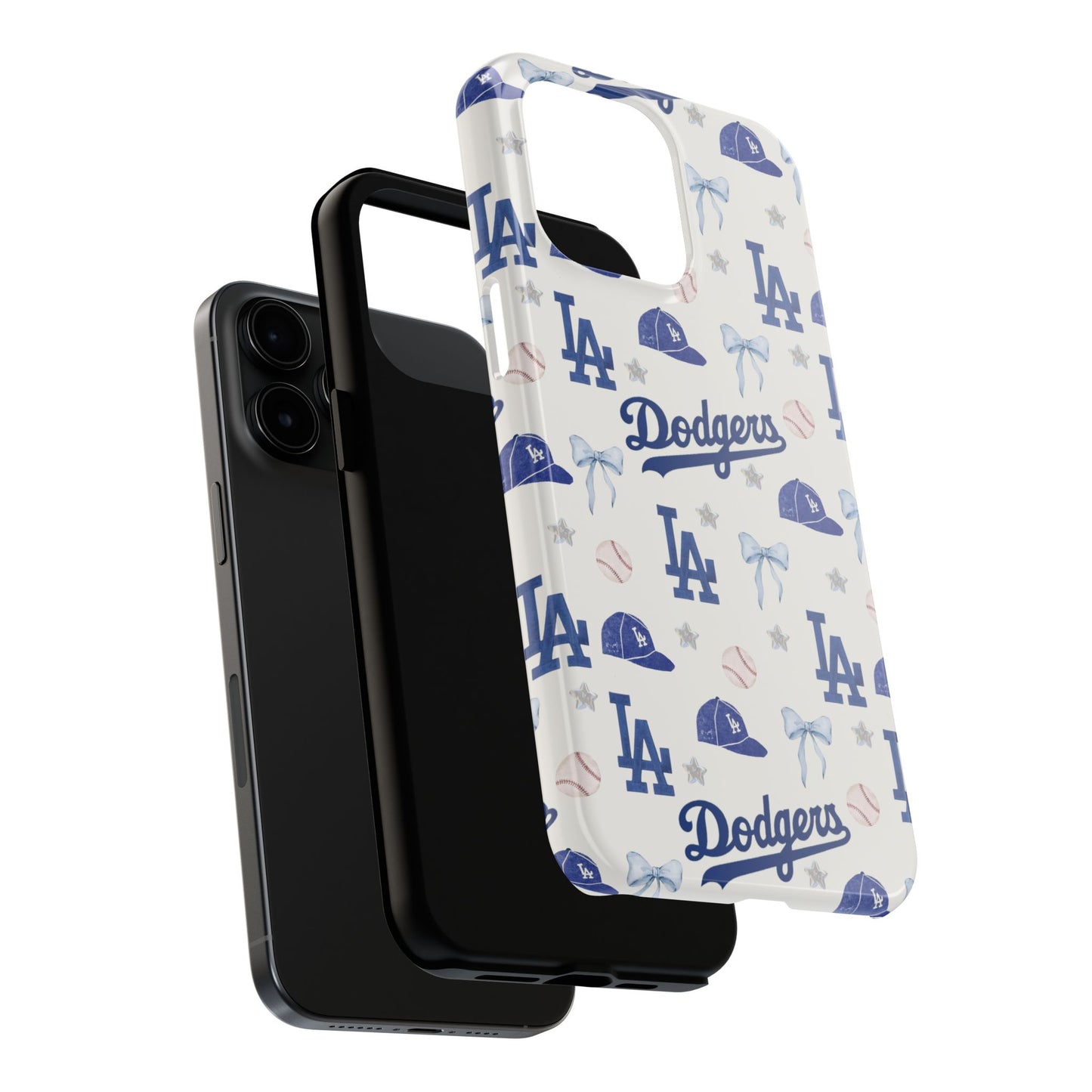 Los Angeles Dodgers Pattern Tough Phone Case — Blue Logo Baseball Design
