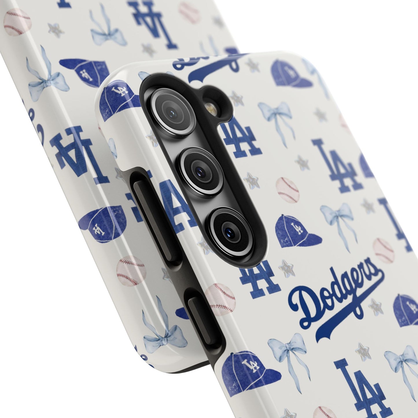 Los Angeles Dodgers Pattern Tough Phone Case — Blue Logo Baseball Design