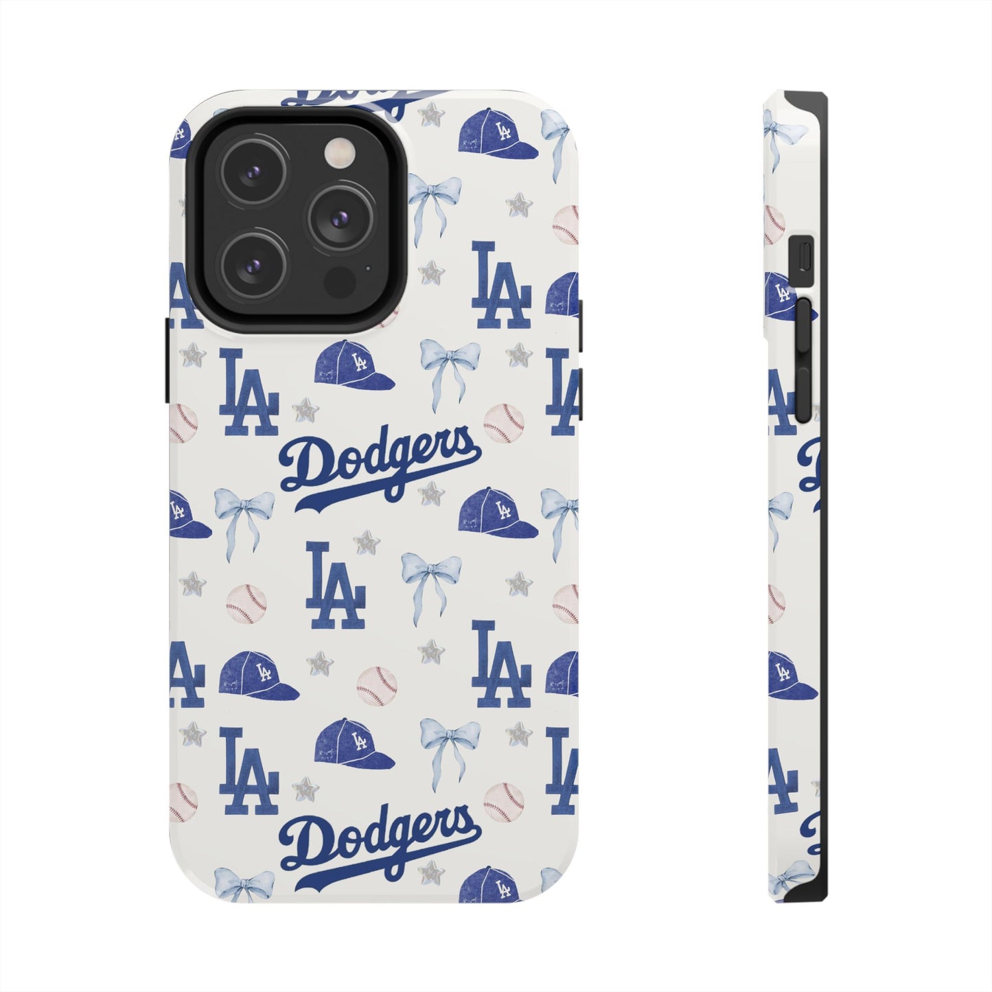 Los Angeles Dodgers Pattern Tough Phone Case — Blue Logo Baseball Design
