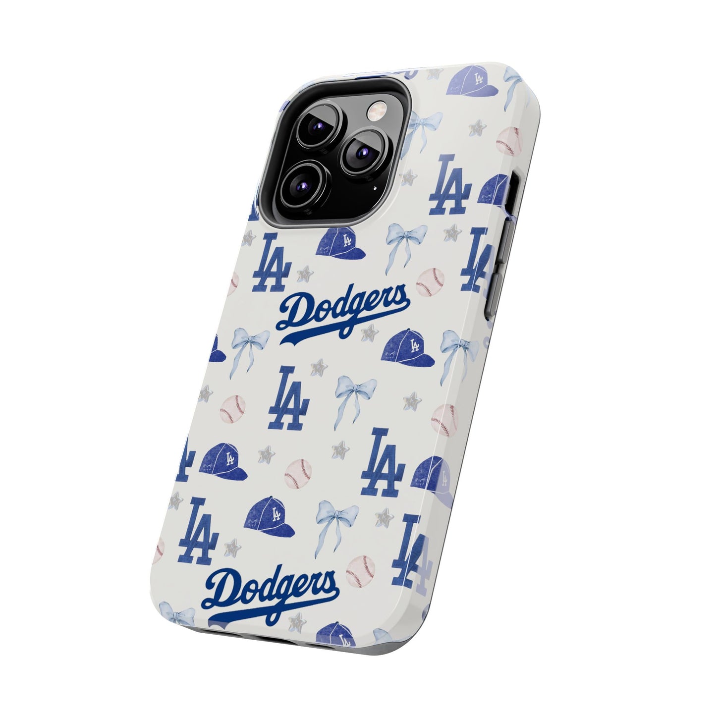 Los Angeles Dodgers Pattern Tough Phone Case — Blue Logo Baseball Design