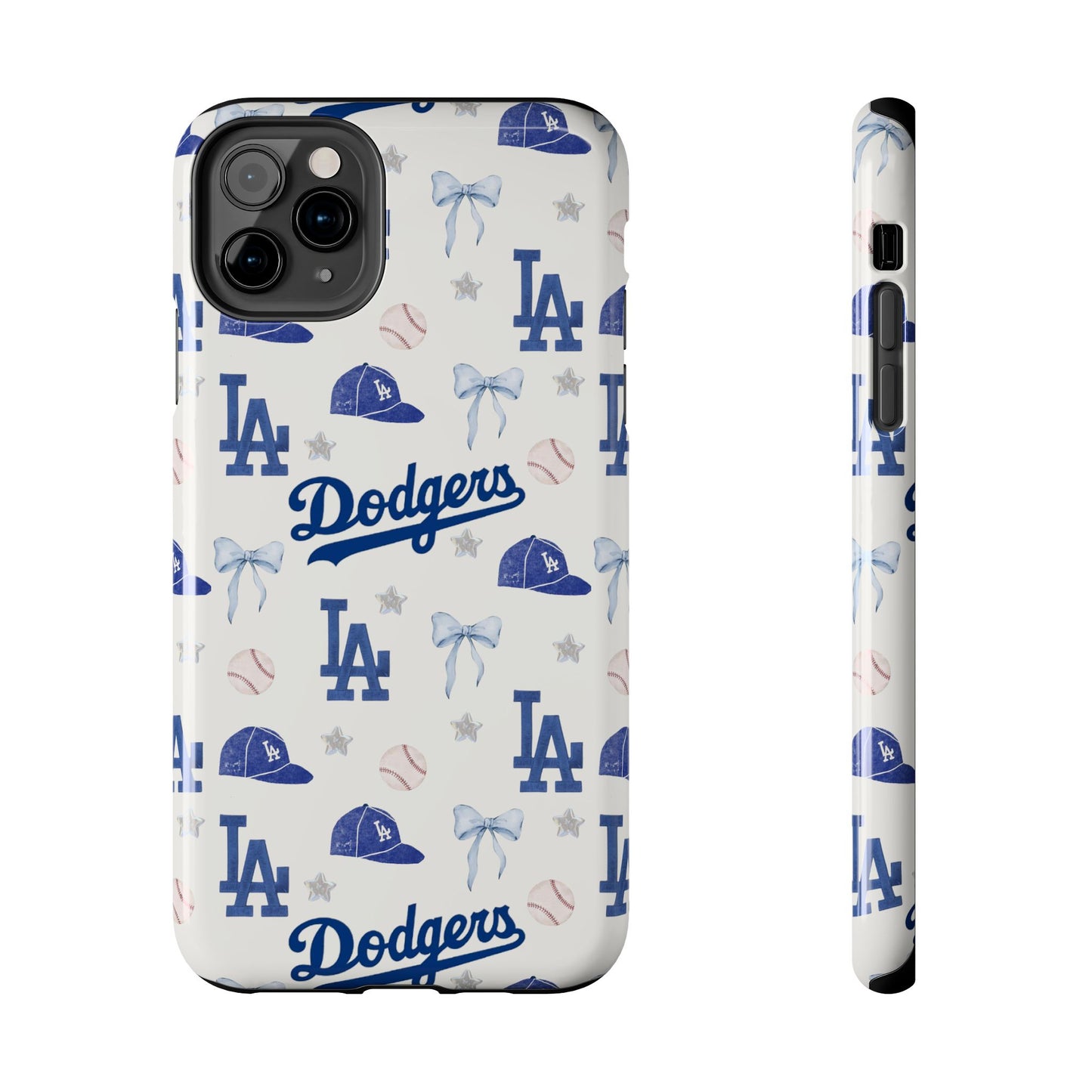 Los Angeles Dodgers Pattern Tough Phone Case — Blue Logo Baseball Design