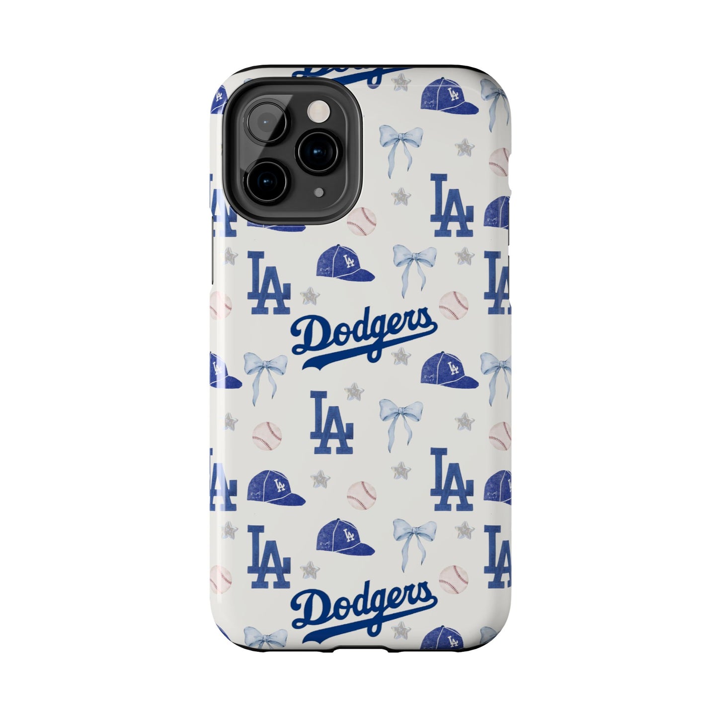 Los Angeles Dodgers Pattern Tough Phone Case — Blue Logo Baseball Design