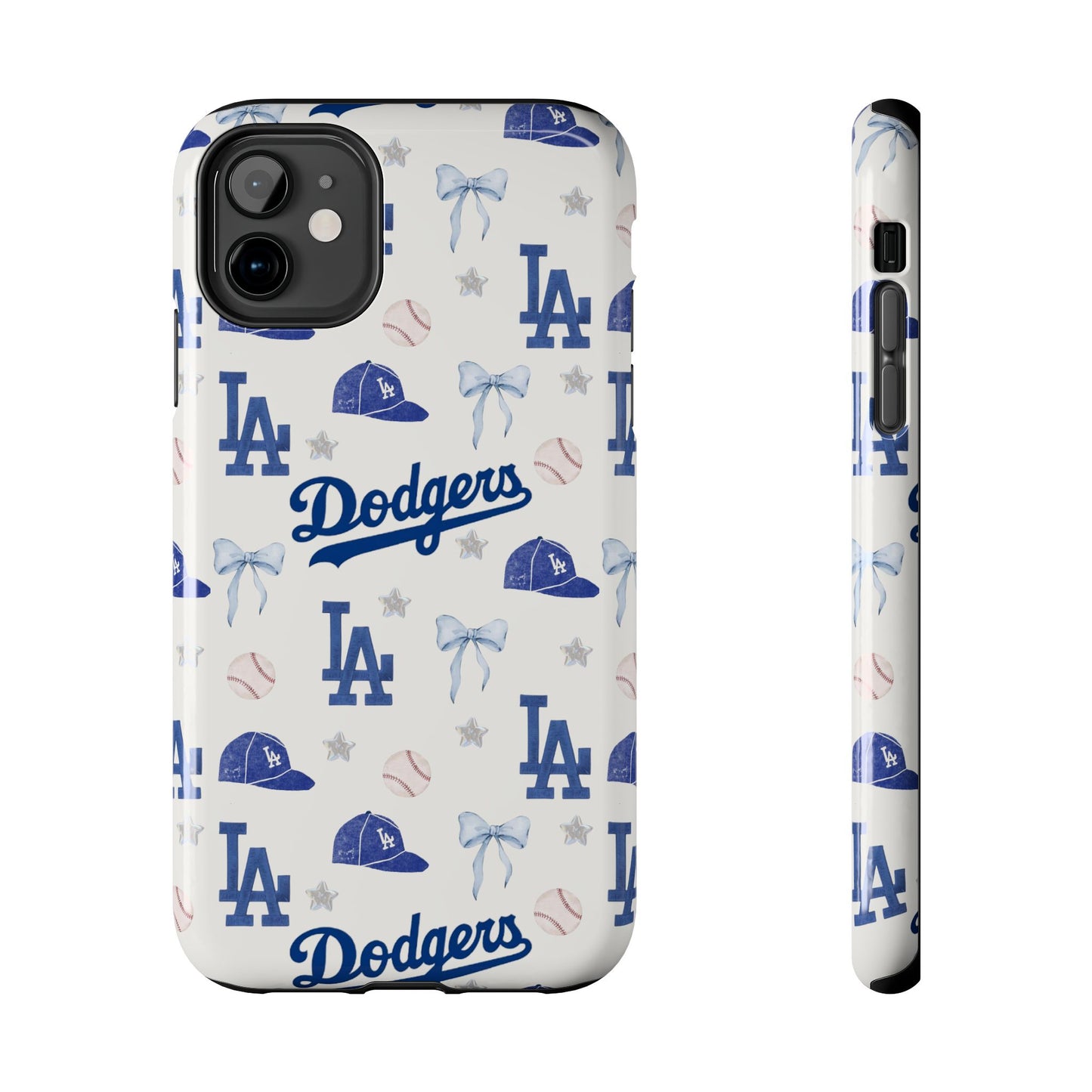 Los Angeles Dodgers Pattern Tough Phone Case — Blue Logo Baseball Design