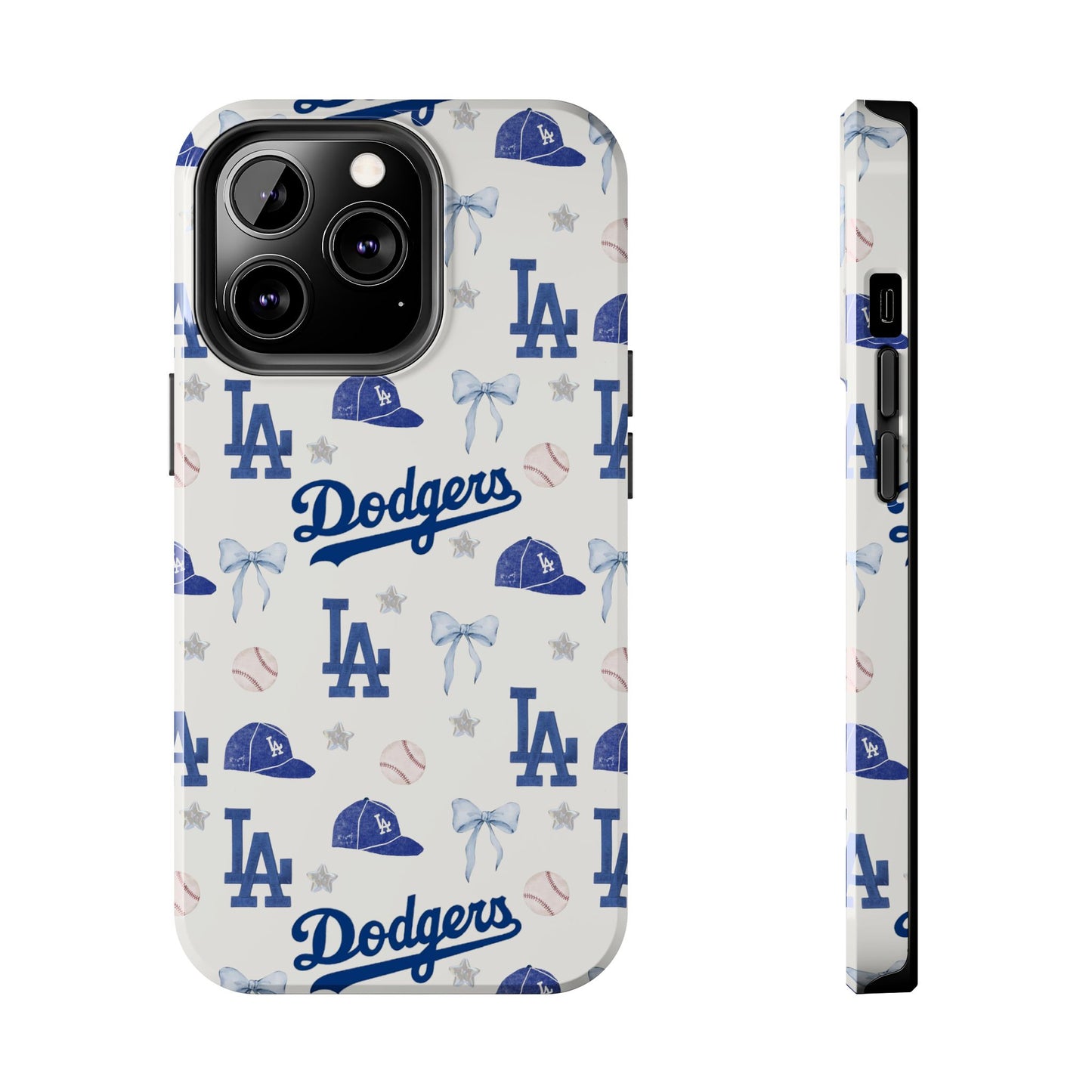 Los Angeles Dodgers Pattern Tough Phone Case — Blue Logo Baseball Design