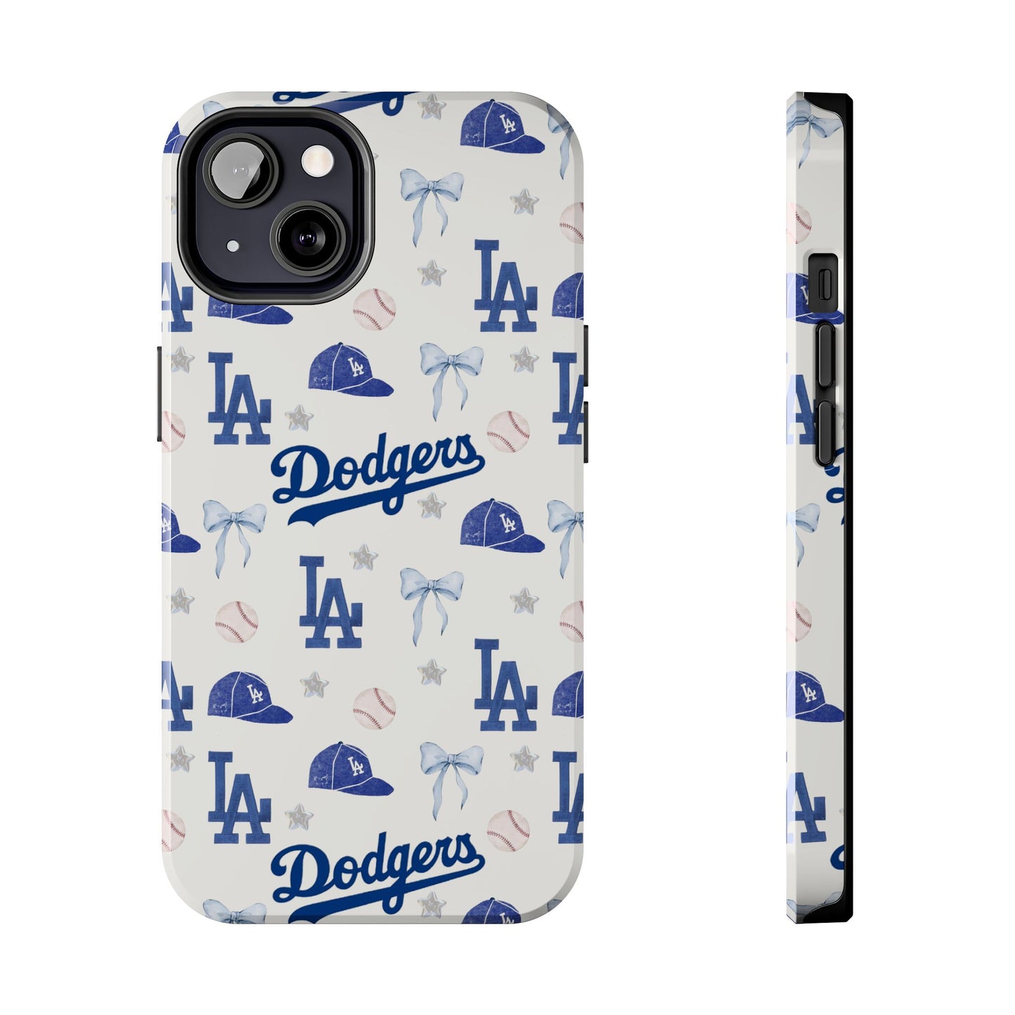 Los Angeles Dodgers Pattern Tough Phone Case — Blue Logo Baseball Design
