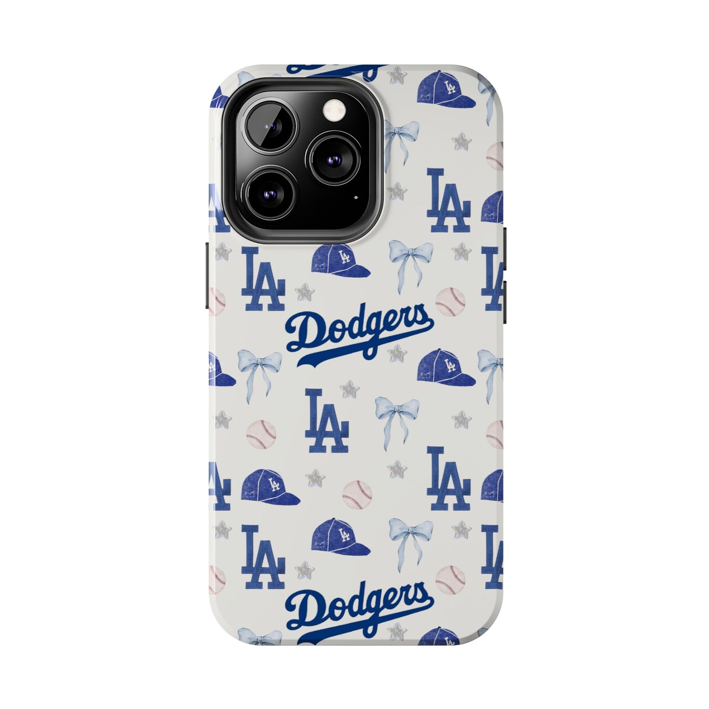 Los Angeles Dodgers Pattern Tough Phone Case — Blue Logo Baseball Design