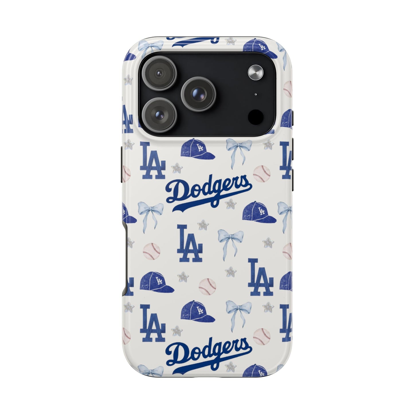 Los Angeles Dodgers Pattern Tough Phone Case — Blue Logo Baseball Design