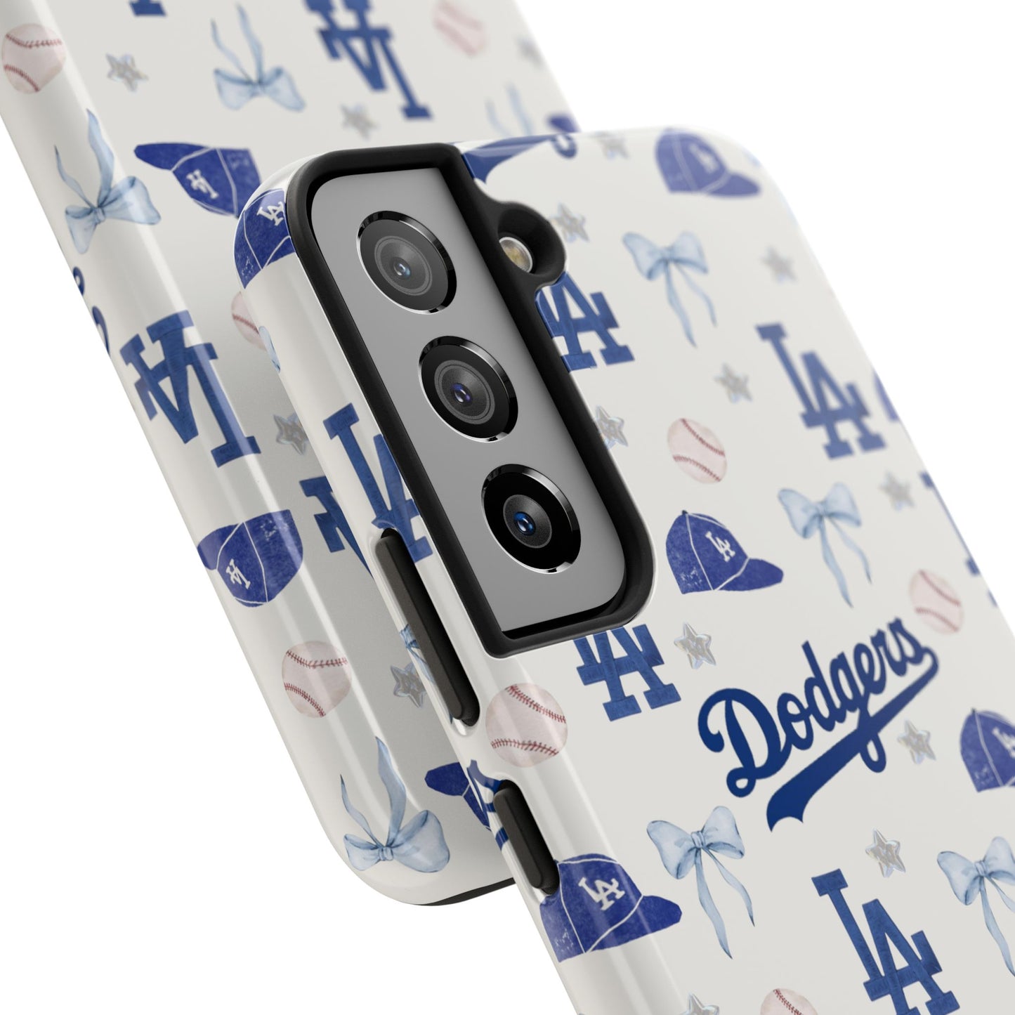 Los Angeles Dodgers Pattern Tough Phone Case — Blue Logo Baseball Design