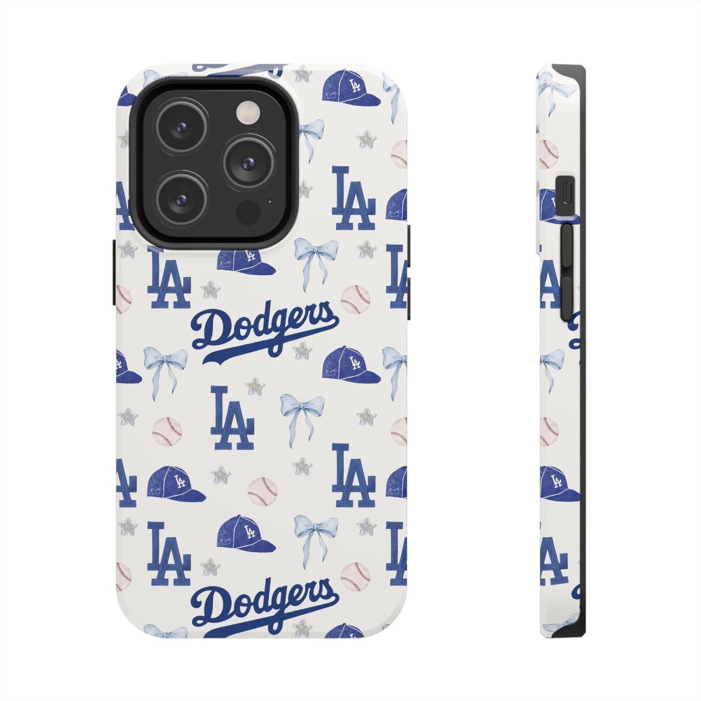Los Angeles Dodgers Pattern Tough Phone Case — Blue Logo Baseball Design