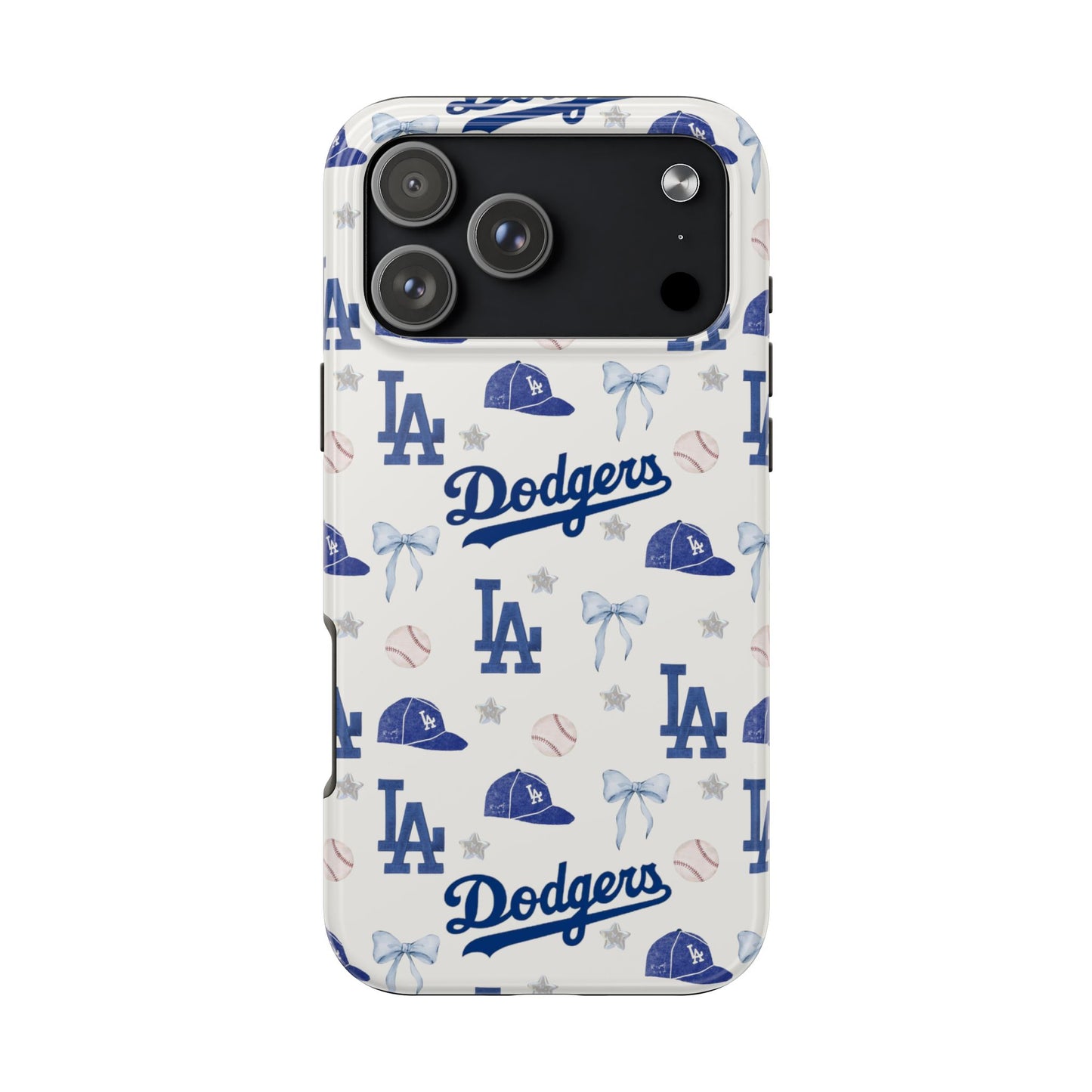 Los Angeles Dodgers Pattern Tough Phone Case — Blue Logo Baseball Design