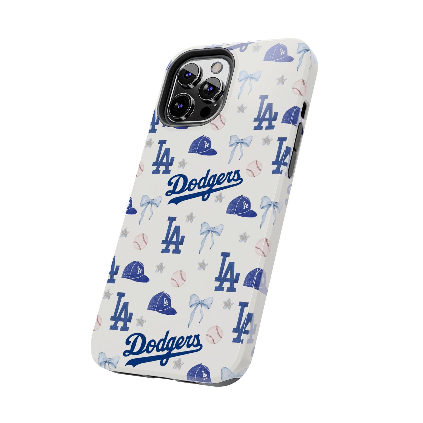 Los Angeles Dodgers Pattern Tough Phone Case — Blue Logo Baseball Design