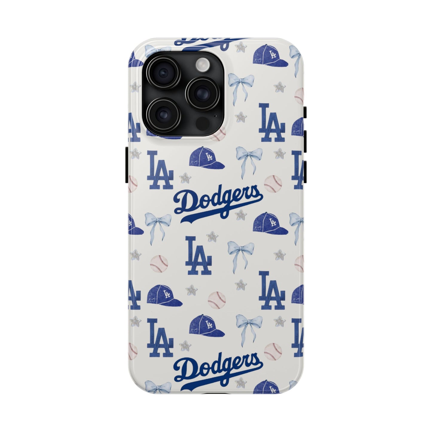 Los Angeles Dodgers Pattern Tough Phone Case — Blue Logo Baseball Design
