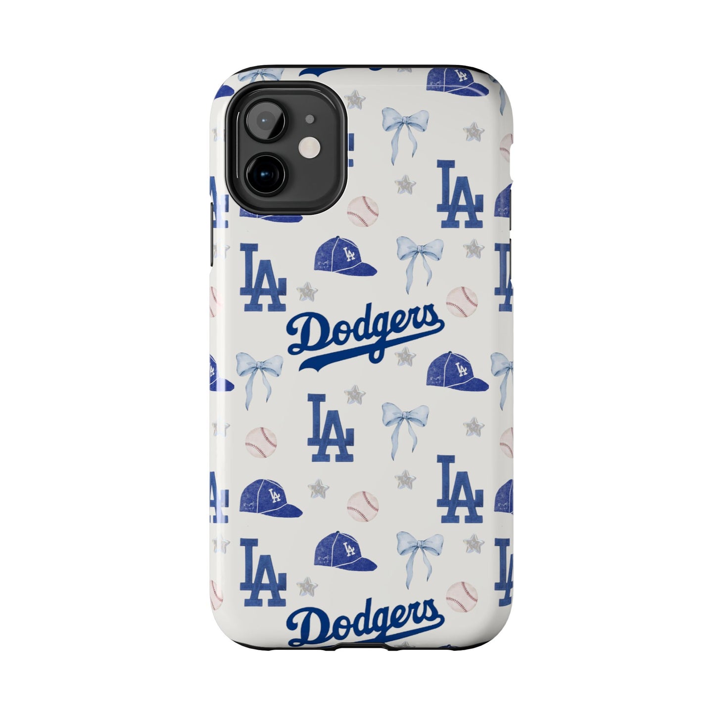 Los Angeles Dodgers Pattern Tough Phone Case — Blue Logo Baseball Design