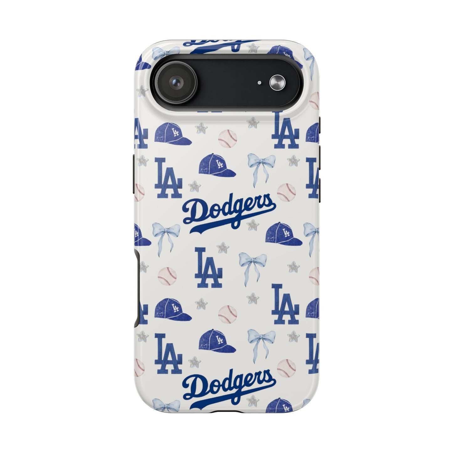 Los Angeles Dodgers Pattern Tough Phone Case — Blue Logo Baseball Design