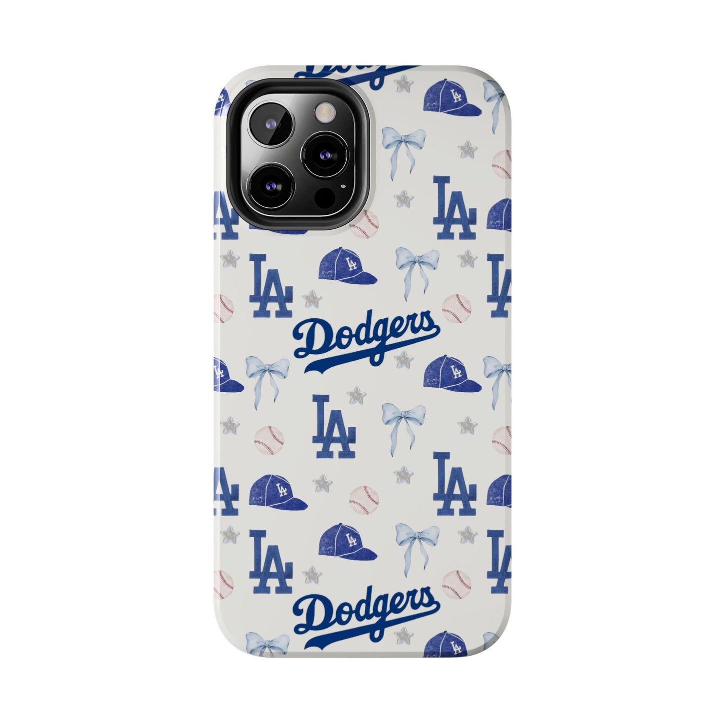 Los Angeles Dodgers Pattern Tough Phone Case — Blue Logo Baseball Design