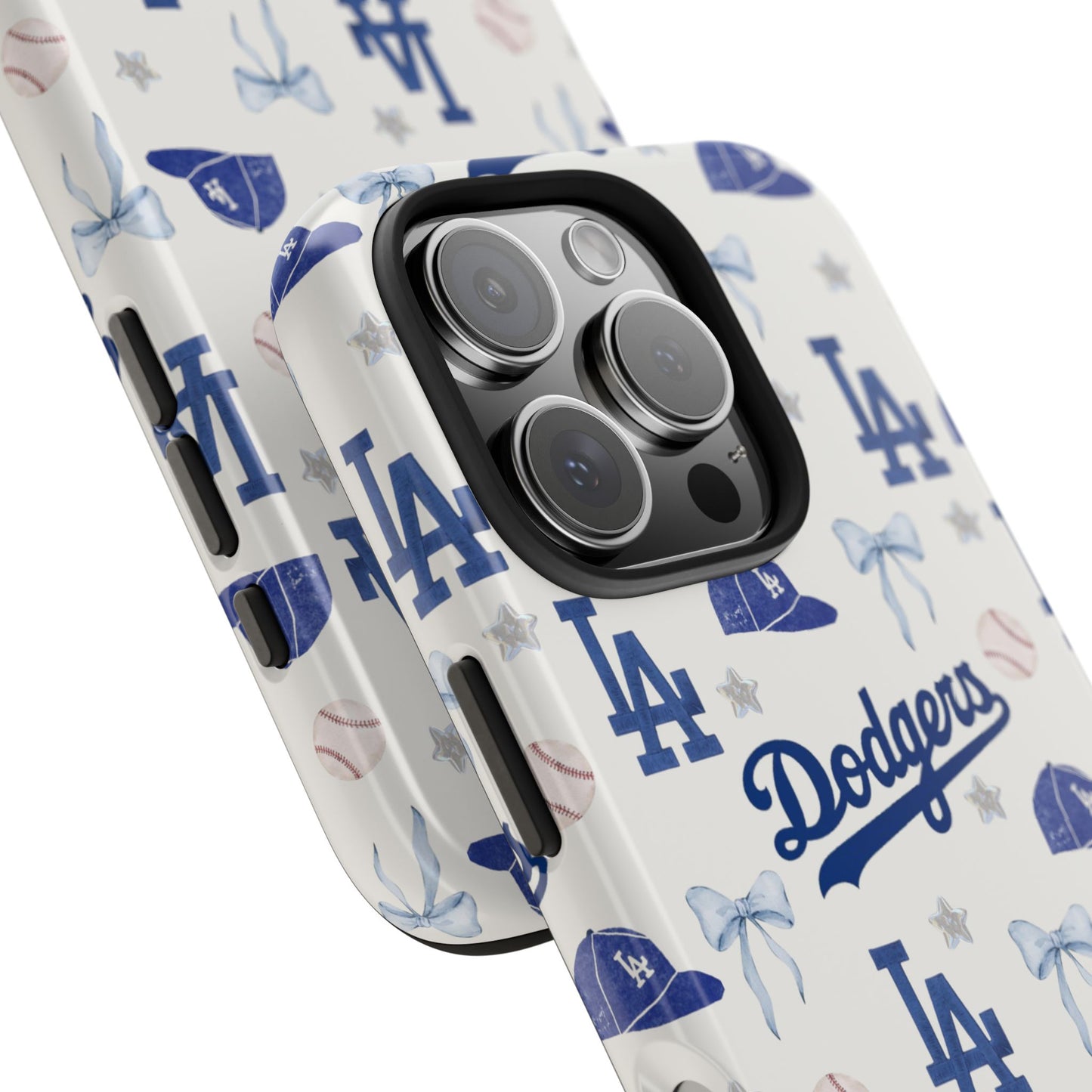 Los Angeles Dodgers Pattern Tough Phone Case — Blue Logo Baseball Design